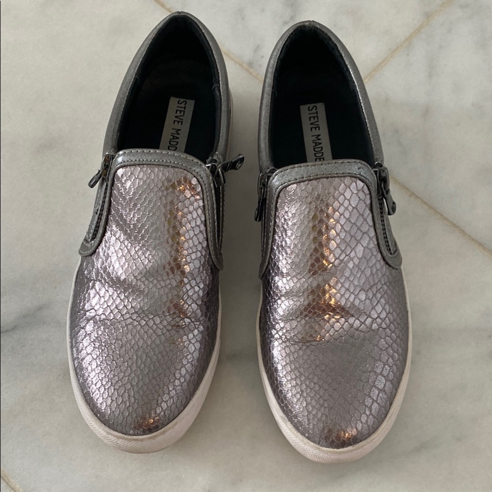 Steve Madden Silver Slip-On Sneakers